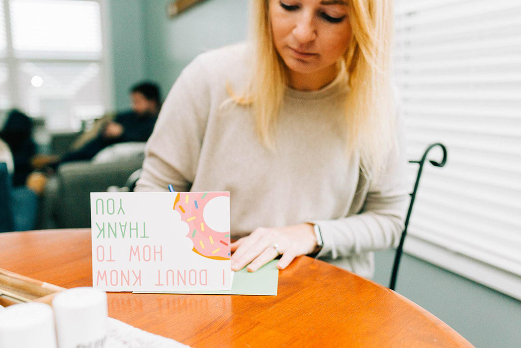 Photo of the I Donut Know How to Thank You Card by Lucky Dog Design Co.