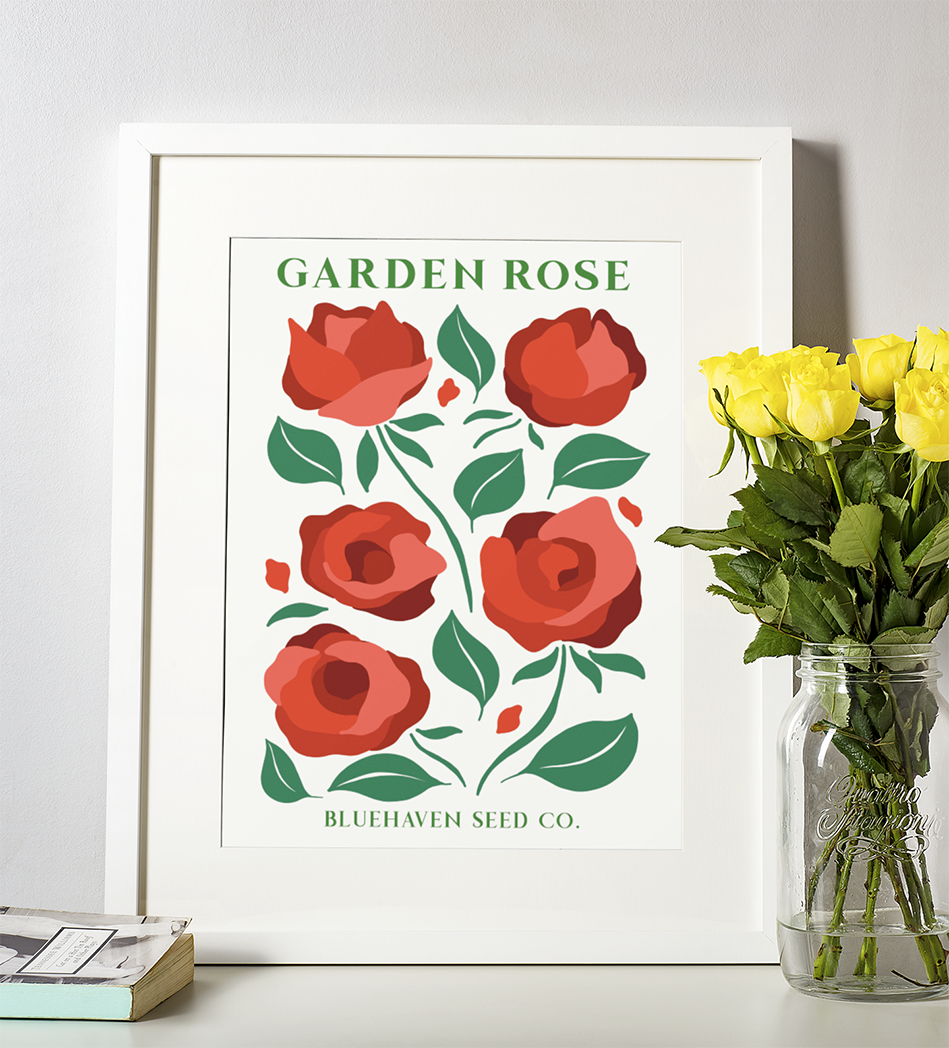 Photo of the Flower Garden Seed Pack Art Print of garden rose by Lucky Dog Design Co.