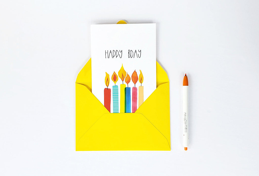 Photo of the Happy Bday Candles Birthday Card by Lucky Dog Design Co.