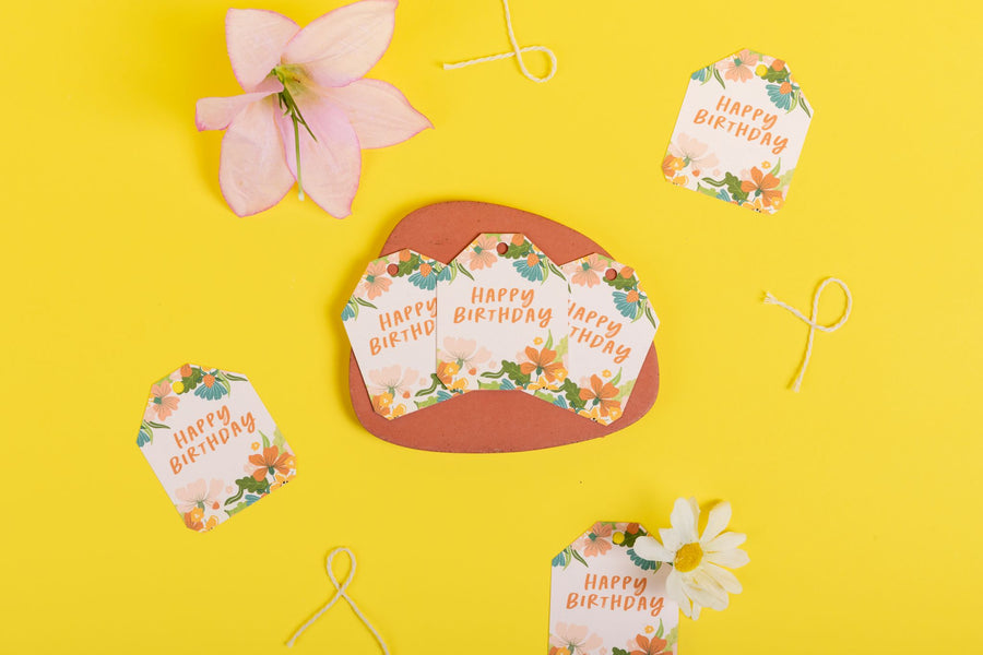 Happy Birthday Floral Gift Tags