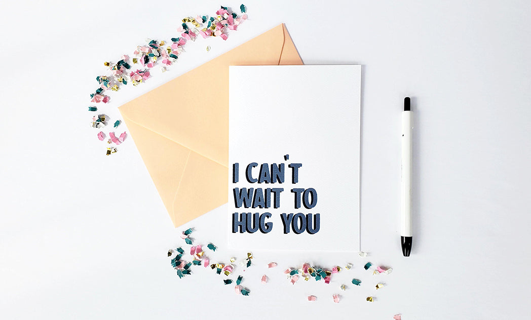 Photo of the I Can't Wait to Hug You Thinking of You Greeting Card by Lucky Dog Design Co.