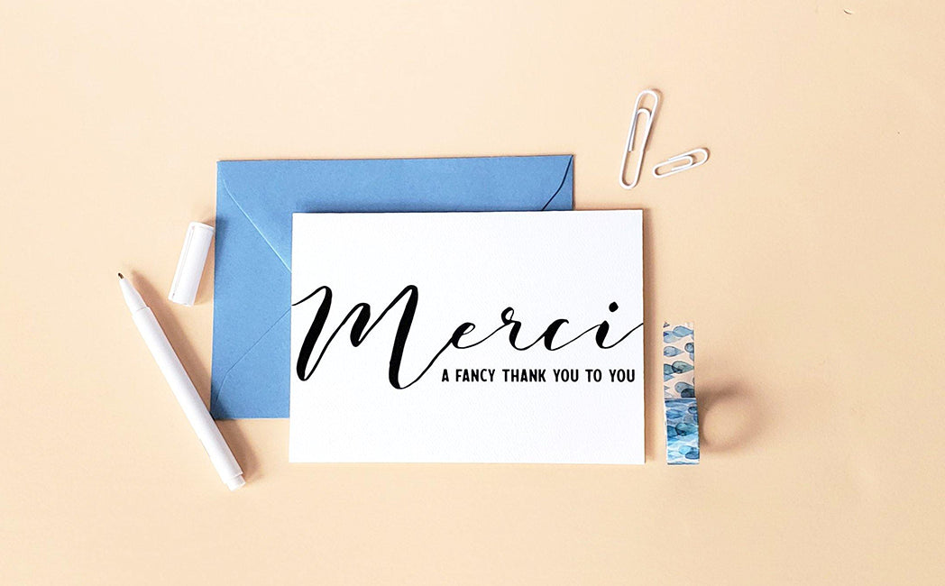 Photo of the Merci Fancy Thank You Card by Lucky Dog Design Co.