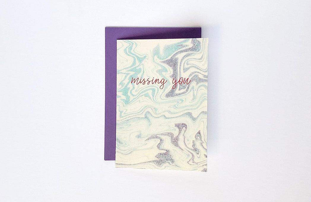 Photo of the Missing You Marble Greeting Card by Lucky Dog Design Co.