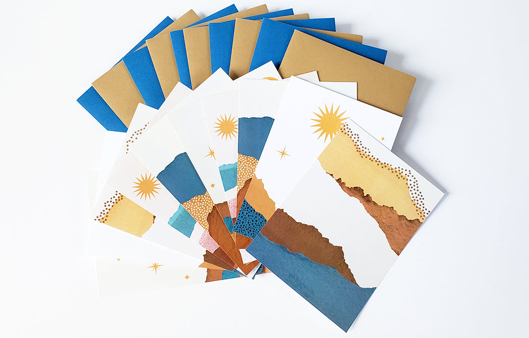 Photo of the Paper Deckled Sunset Mini Greeting Card Pack by Lucky Dog Design Co.