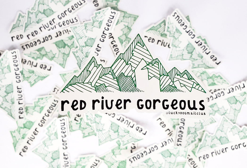 Photo of the Red River Gorgeous Vinyl Sticker by Lucky Dog Design Co.