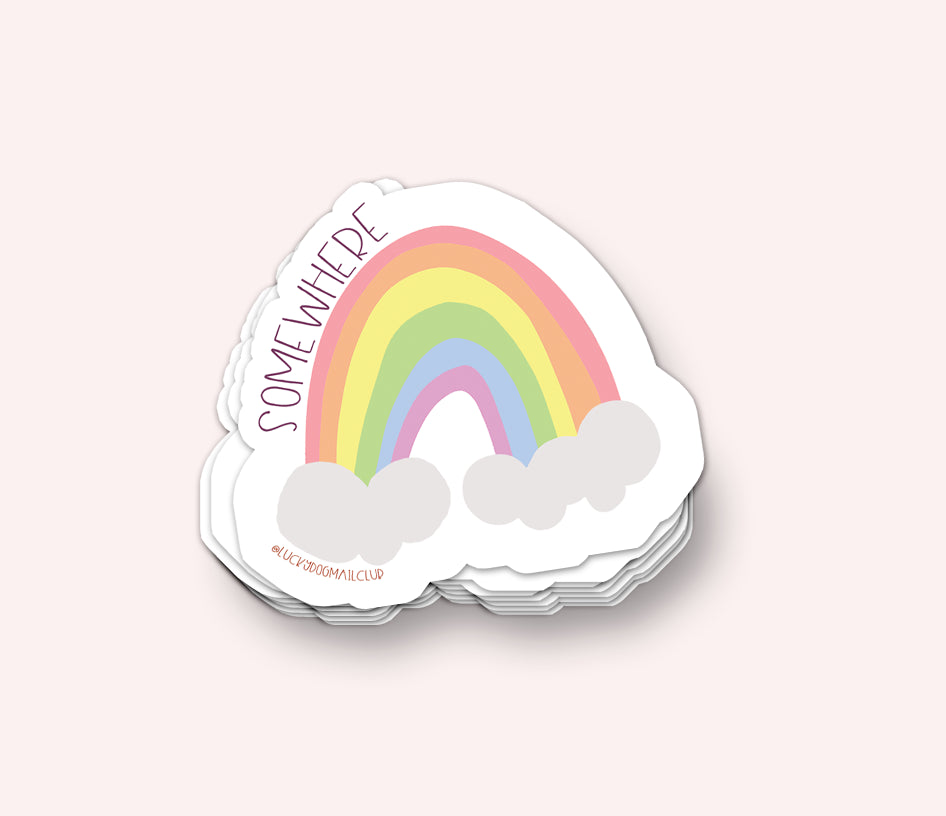 Photo of the Somewhere Over the Rainbow Vinyl Sticker by Lucky Dog Design Co.