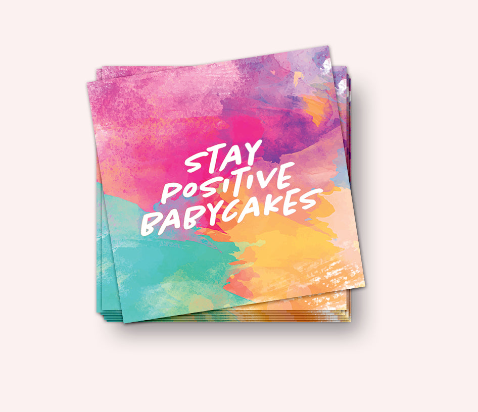 Photo of the Stay Positive Babycakes Vinyl Sticker by Lucky Dog Design Co.