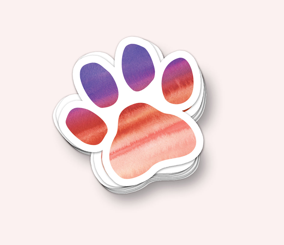 Photo of the Watercolor Paw Print Vinyl Sticker by Lucky Dog Design Co.