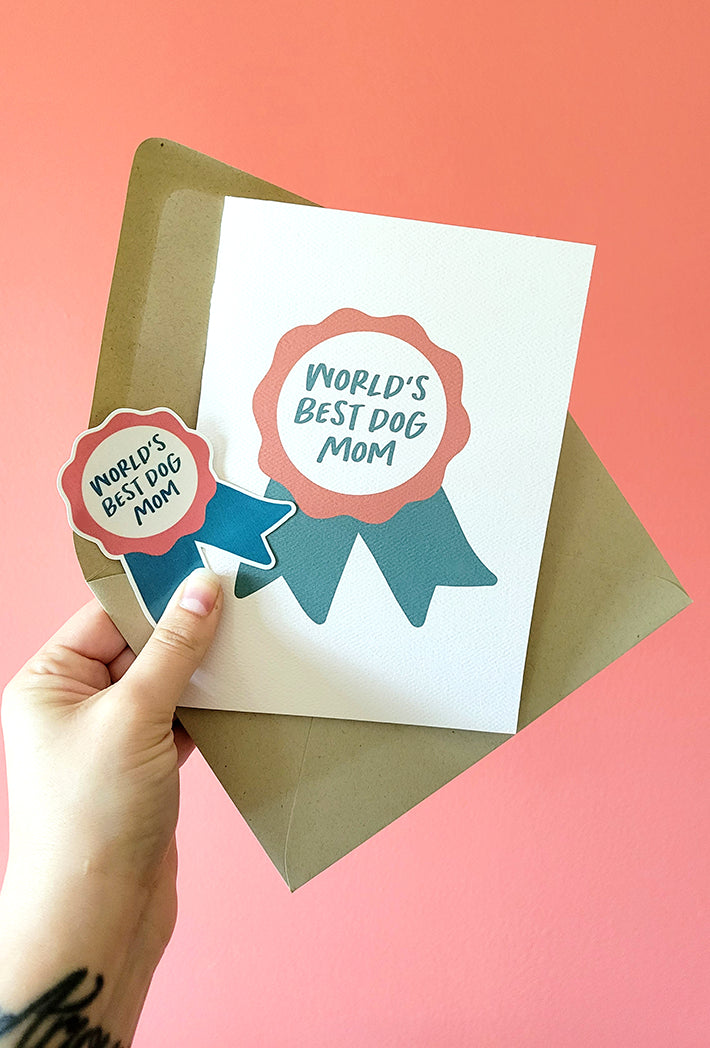 Photo of the World's Best Dog Mom Mother's Day Card & Sticker by Lucky Dog Design Co.